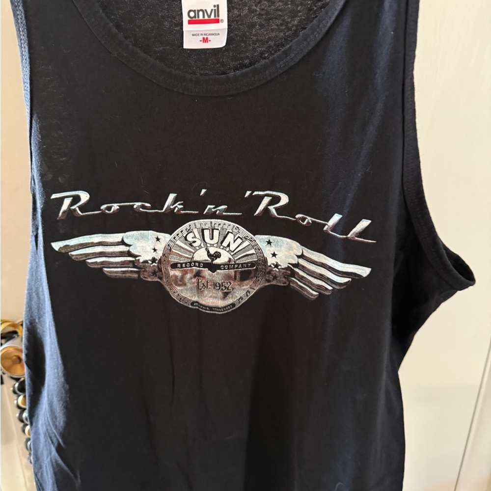 Anvil Men's Black Rock 'n' Roll Graphic Tank Top